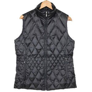 Land's Ends Black Goose Down Diamond Quilted Puffer Vest Women's Size 10-12 Med